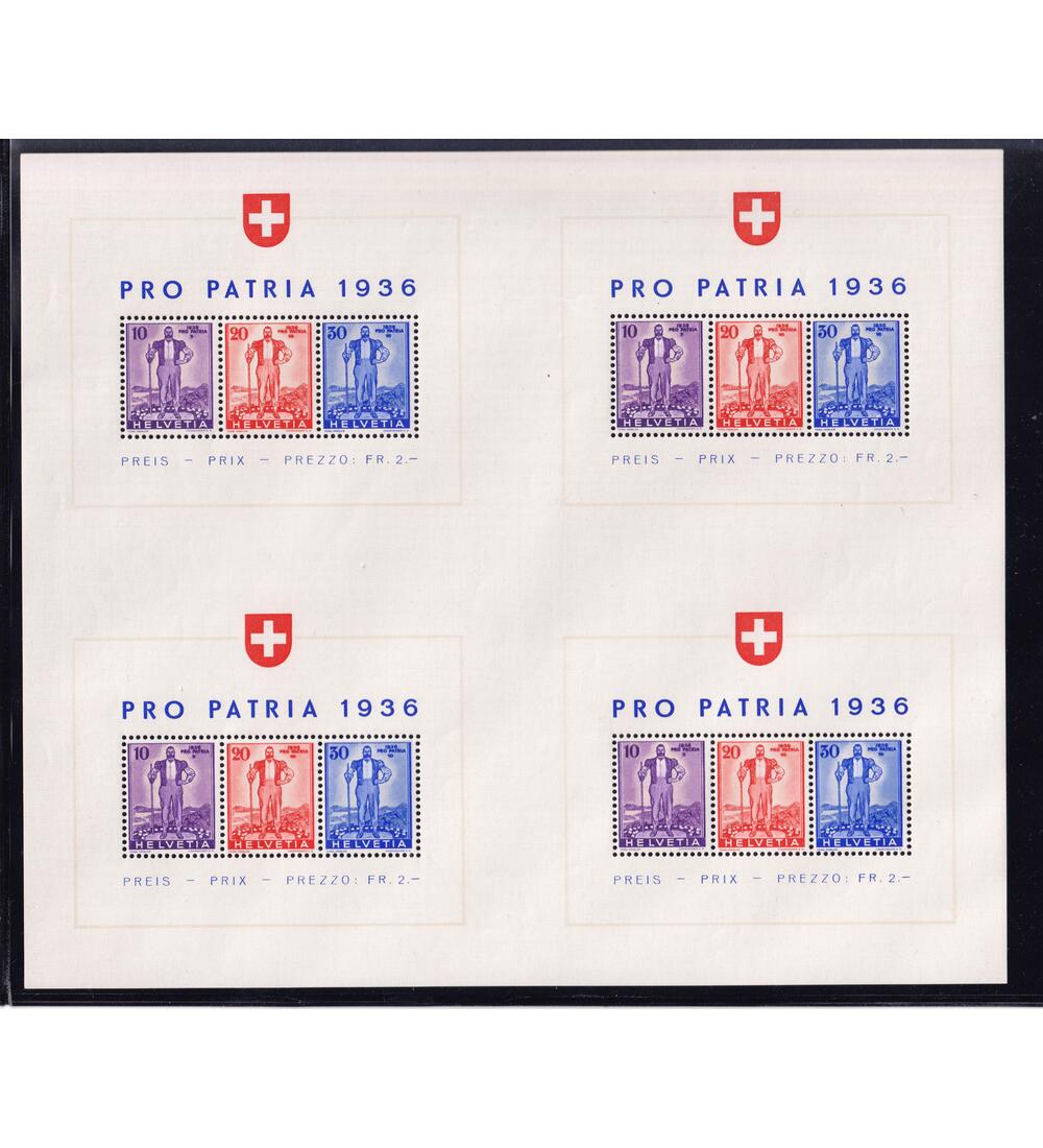 Schweiz-Gro�block postfrisch Bock 2 - 4 x zusammenh�ngend Pro Patria 1936