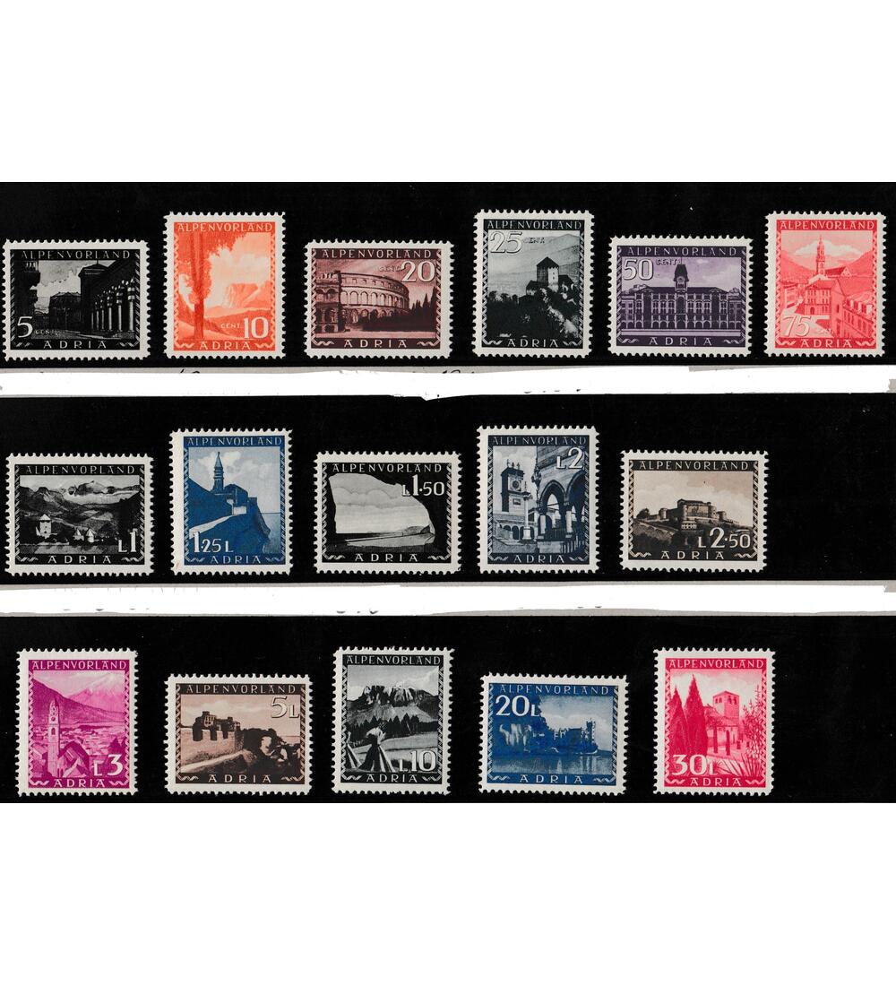 Alpenvorland Adria komplettsatz postfrisch mit 16 Wertstufen