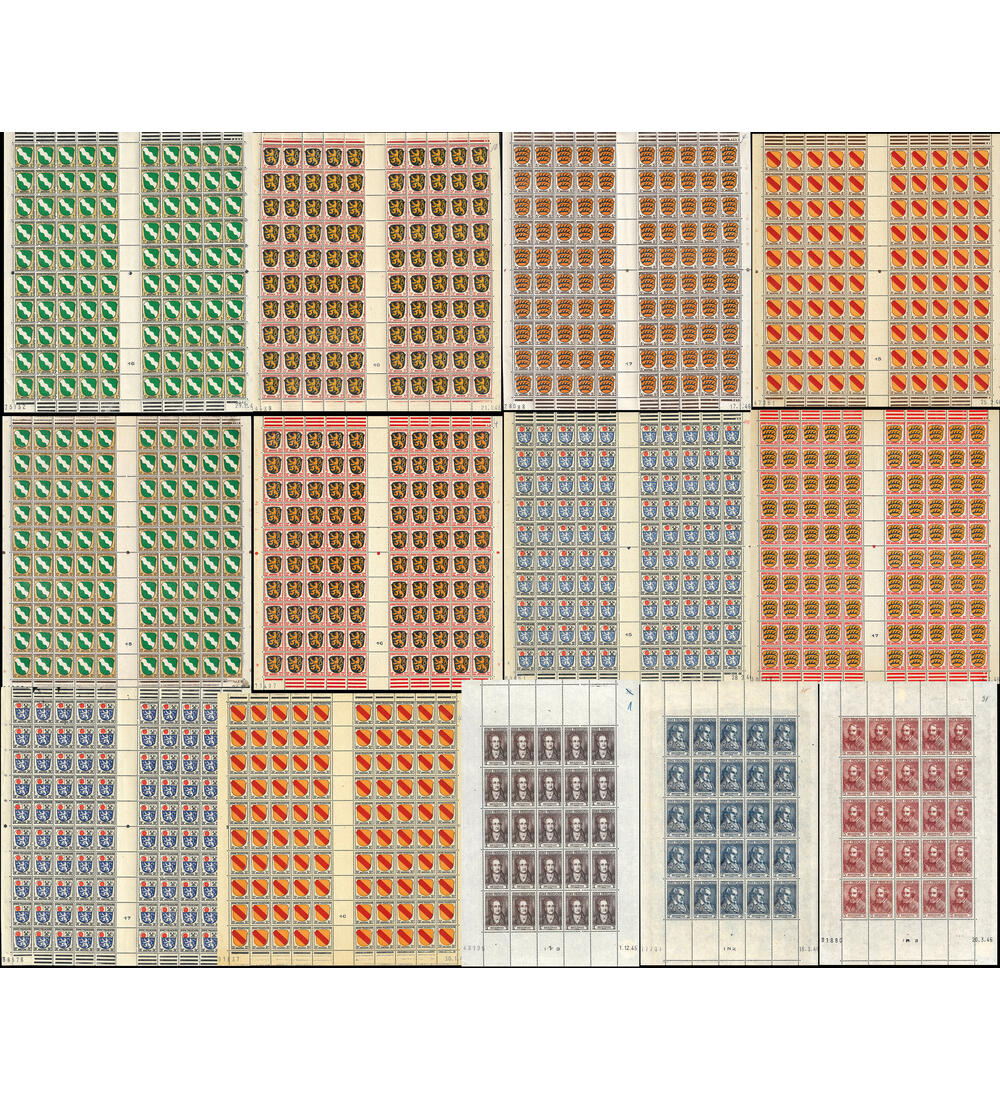 Frz. Zone - allgemeine Ausgabe Nr. 1-13 postfrischer Bogen- satz