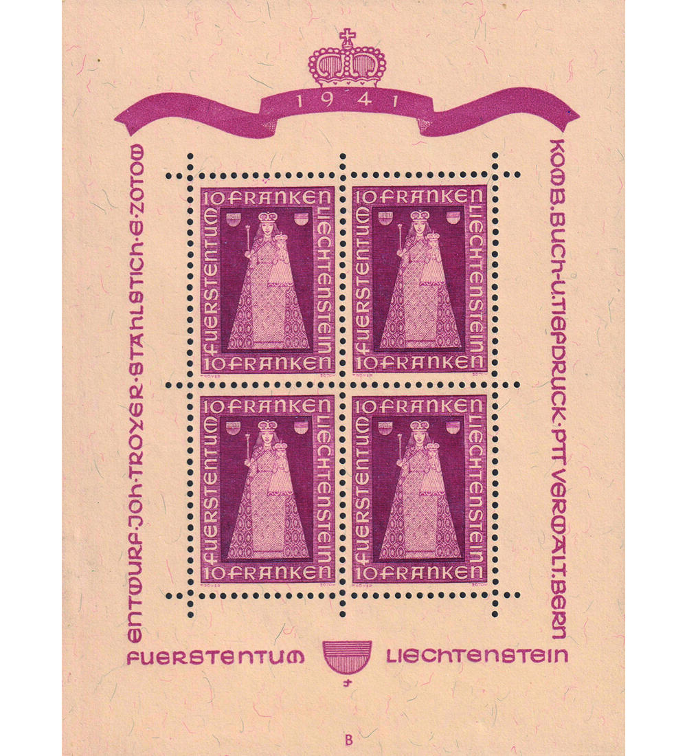 Liechtenstein - Kleinbogen Nr. 197 postfrisch Madonna von Dux 1941