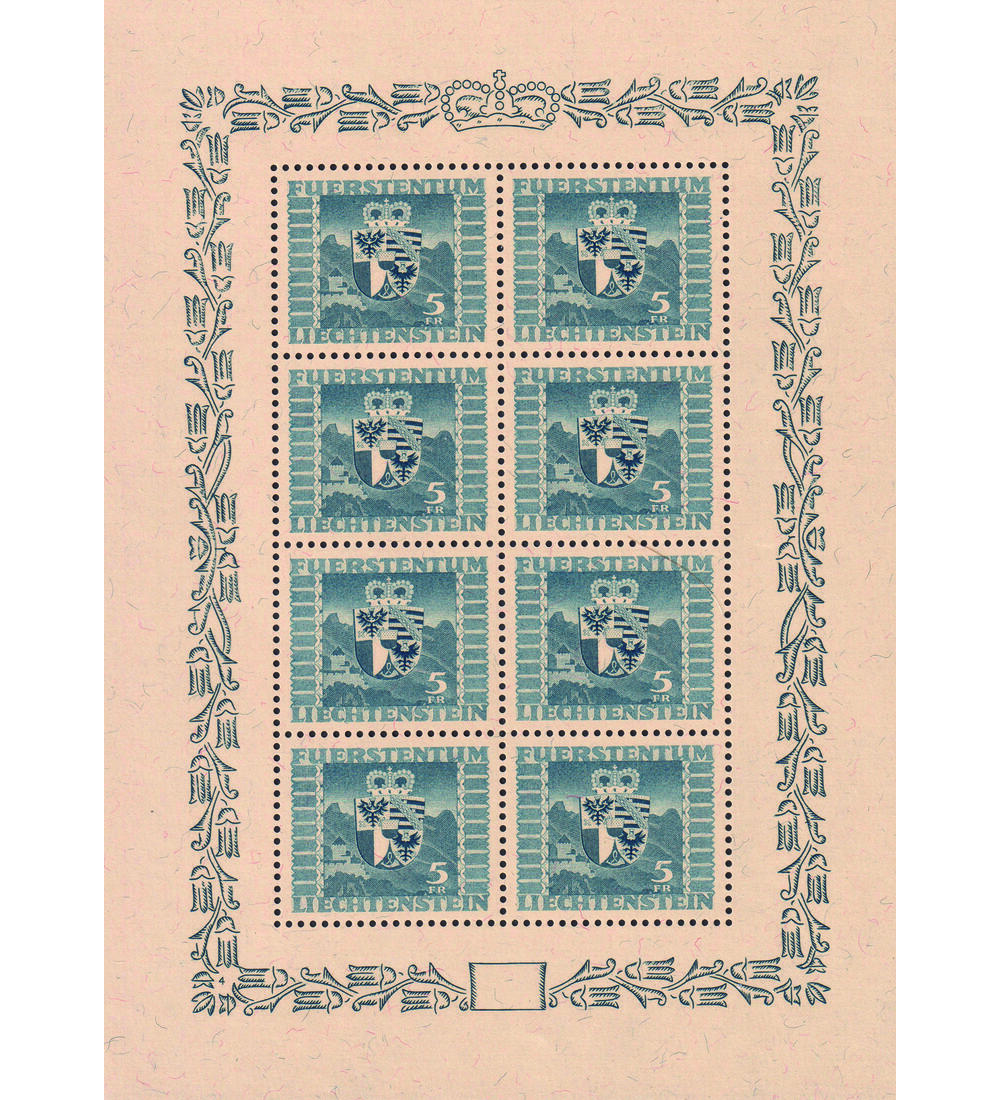 Liechtenstein - Kleinbogen Nr. 243 postfrisch Wappen 1945