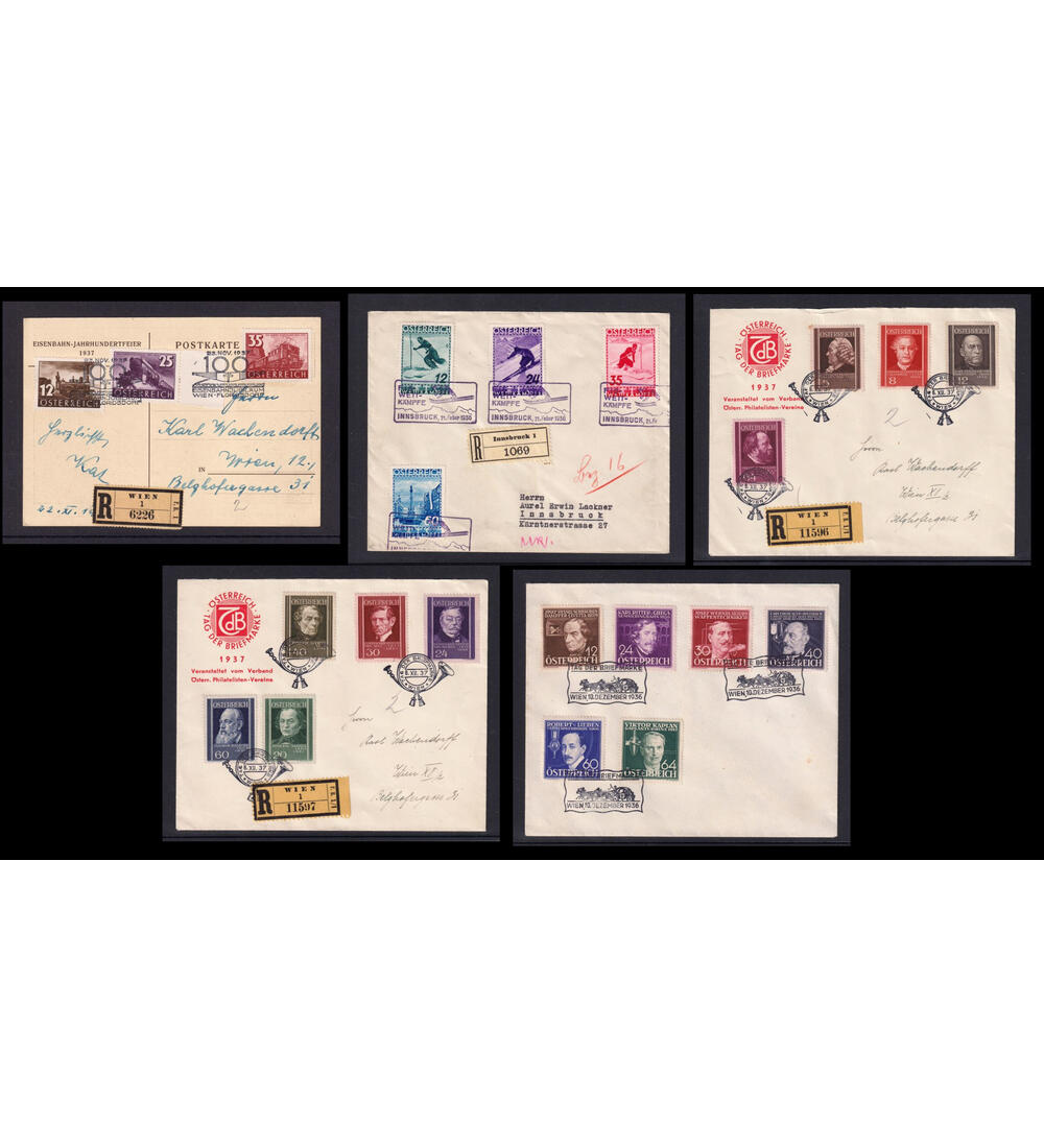 �sterreich - Altbelege 5 Belege aus den 30er-Jahren