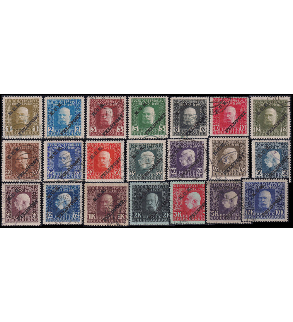 �sterreich-ungarische Feldpost Nr. 1-21 gestempelt