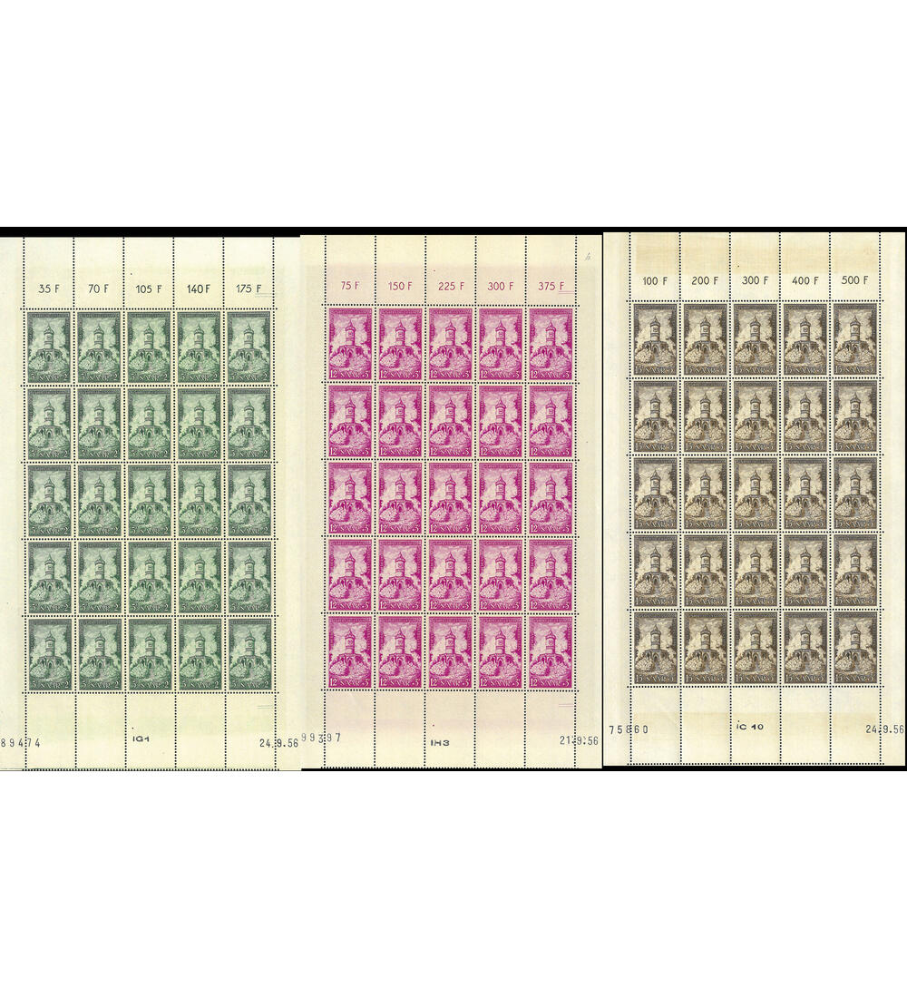 Saar-Bogensatz Nr. 373-375 Wiederaufbau - Denkm�ler 56 postfrisch