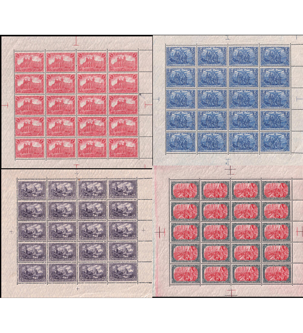Dt. Reich Markwerte-Bogen Nr. 94-97 II in postfrischen Orignalb�gen