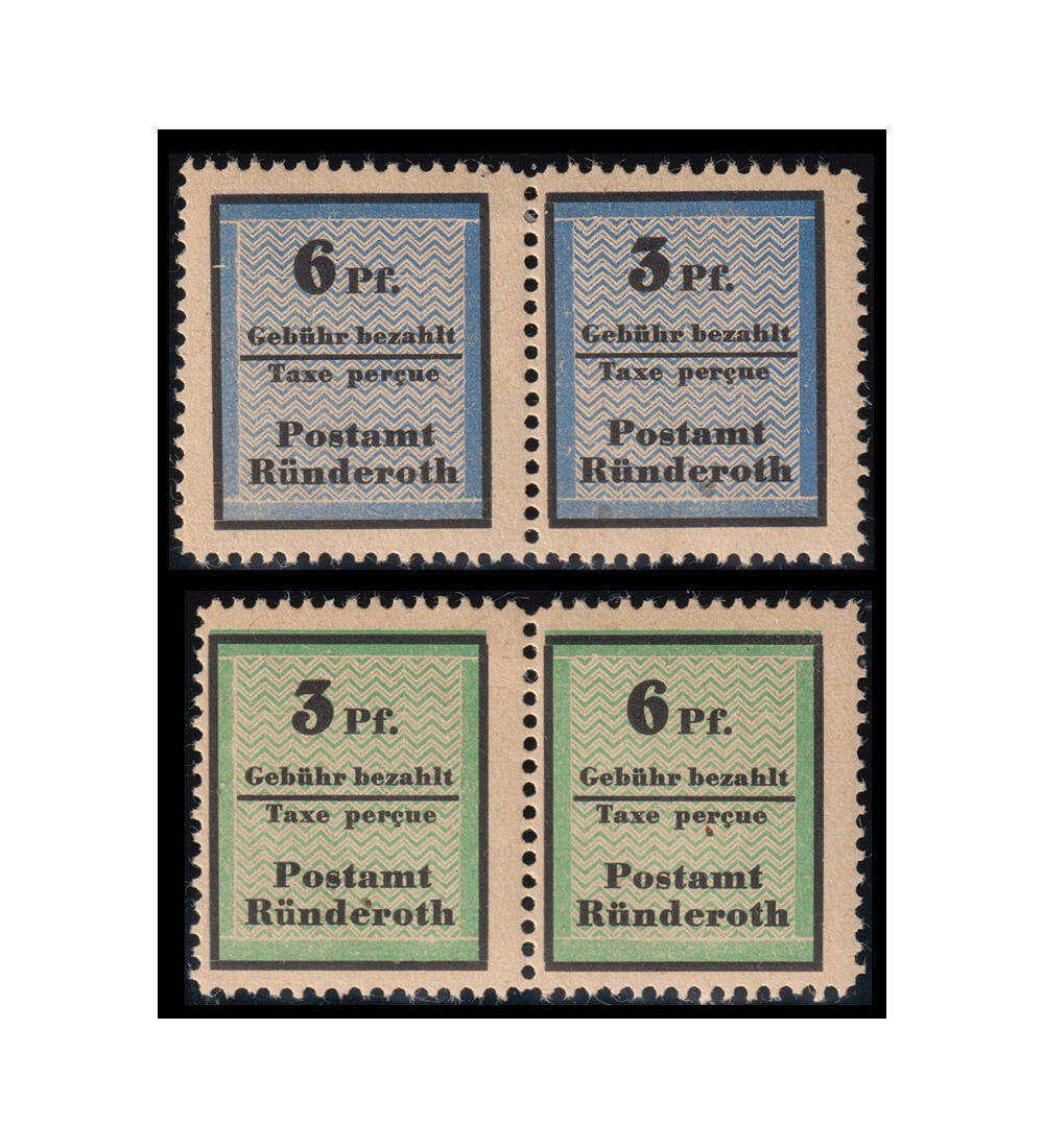 Lokalausgabe R�nderoth 2 postfrische Zusammendrucke der Geb�hrenmarken von 1945