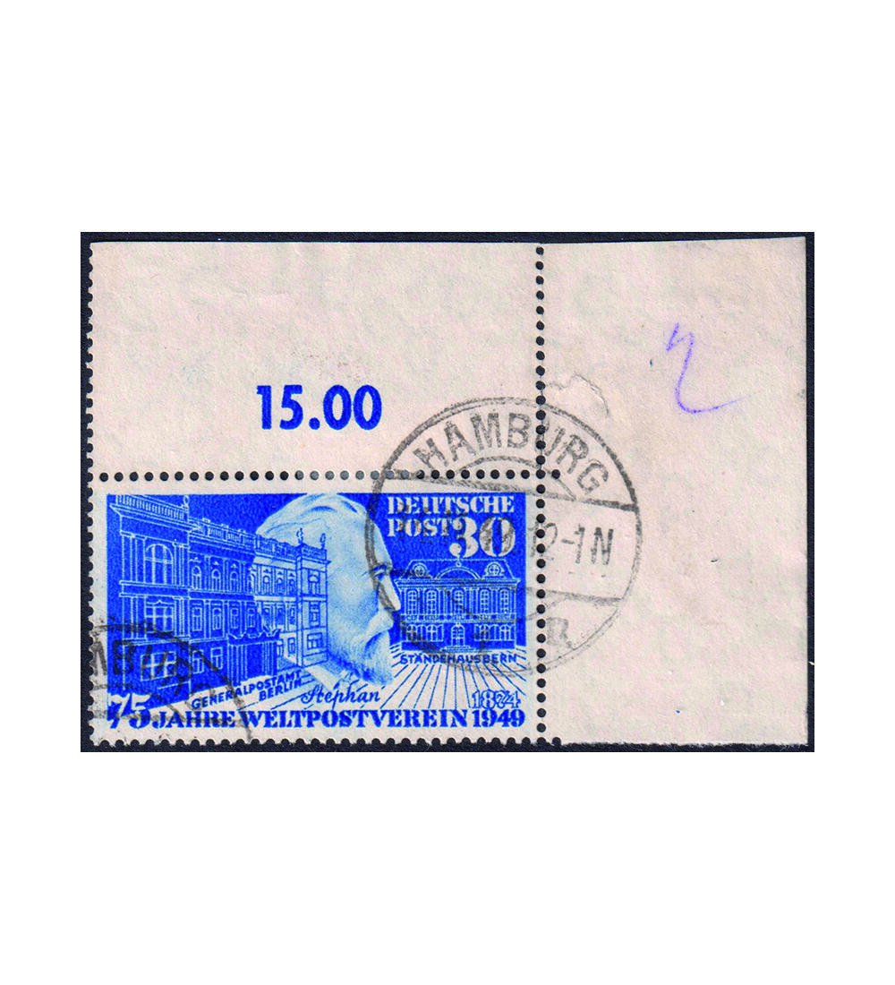 BRD Stephan 1949 Nr. 116 gestempeltes Eckrandst�ck oben rechts