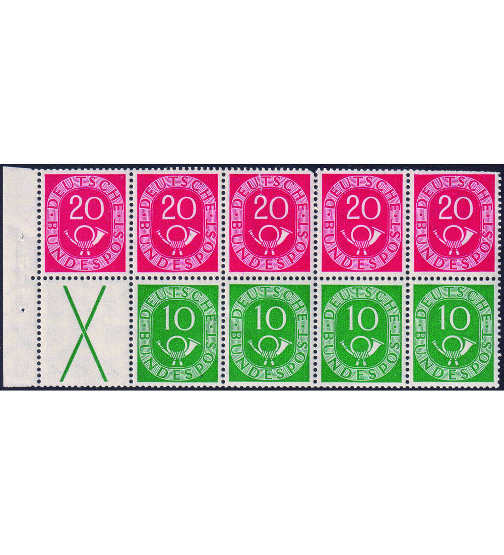 BRD Heftchenblatt Posthorn H - Blatt 1 postfrisch mit �blicher Heftchenz�hnung