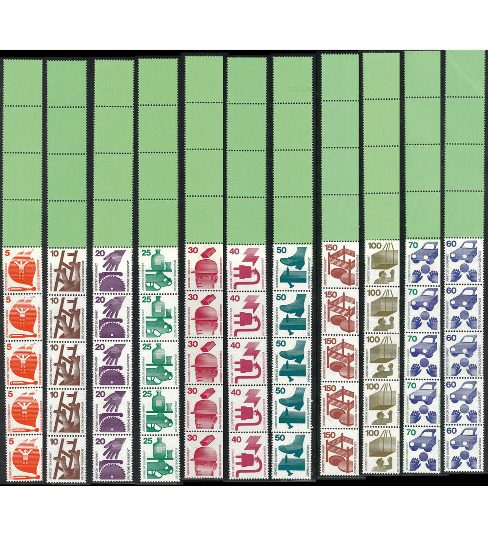 BRD Unfallverh�tung Nr. 694-703 + 773 R + 4 LF postfrische Rollenendstreifen