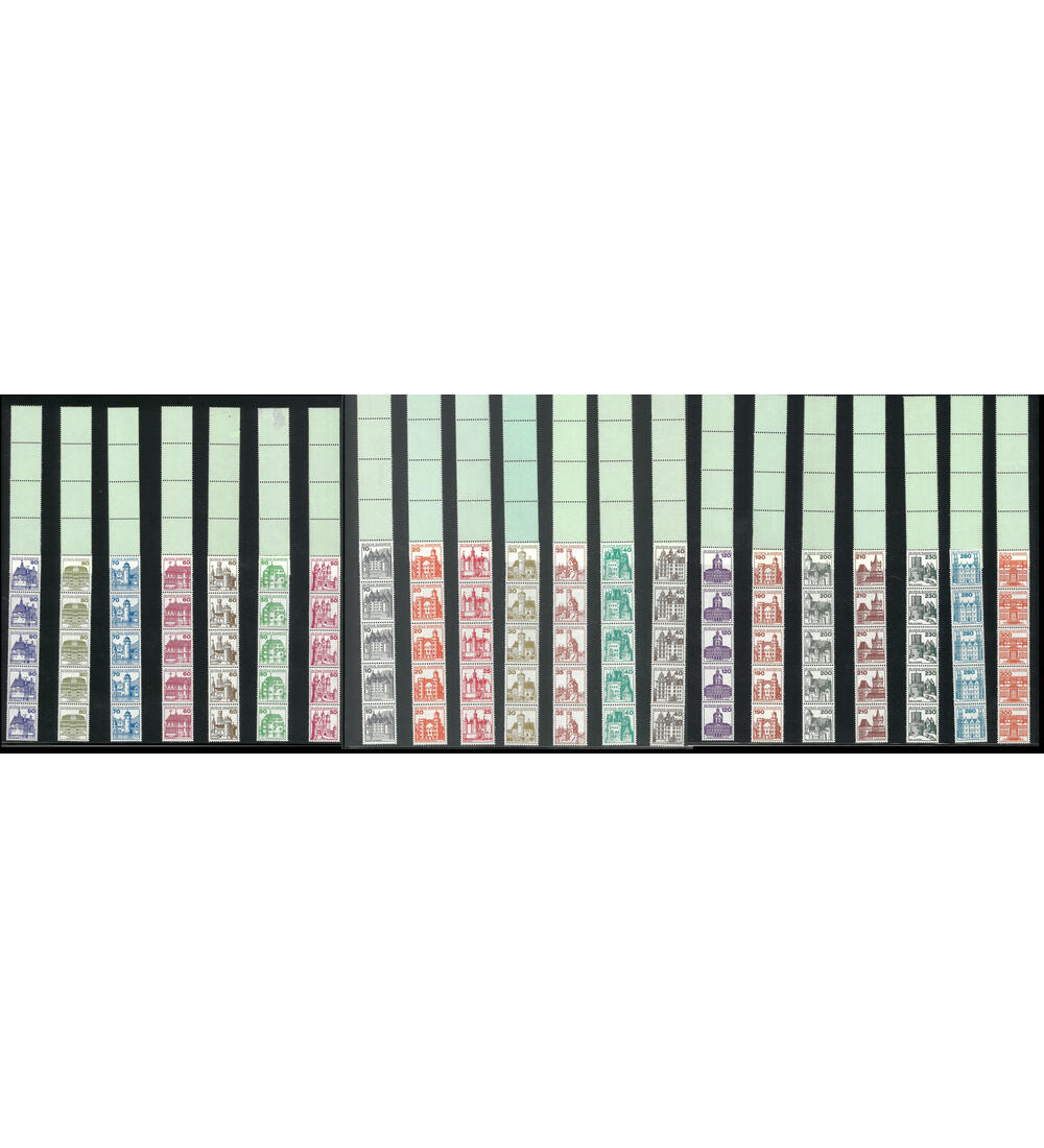 BRD Burgen und Schl�sser alle 21 Werte als postfrische Rollenendstreifen