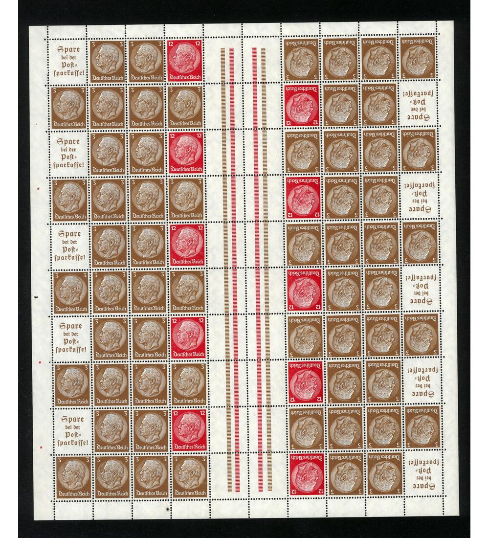 Dt. Reich Markenheftchenbogen MHB Nr. 47 postfrisch Hindenburg 1939