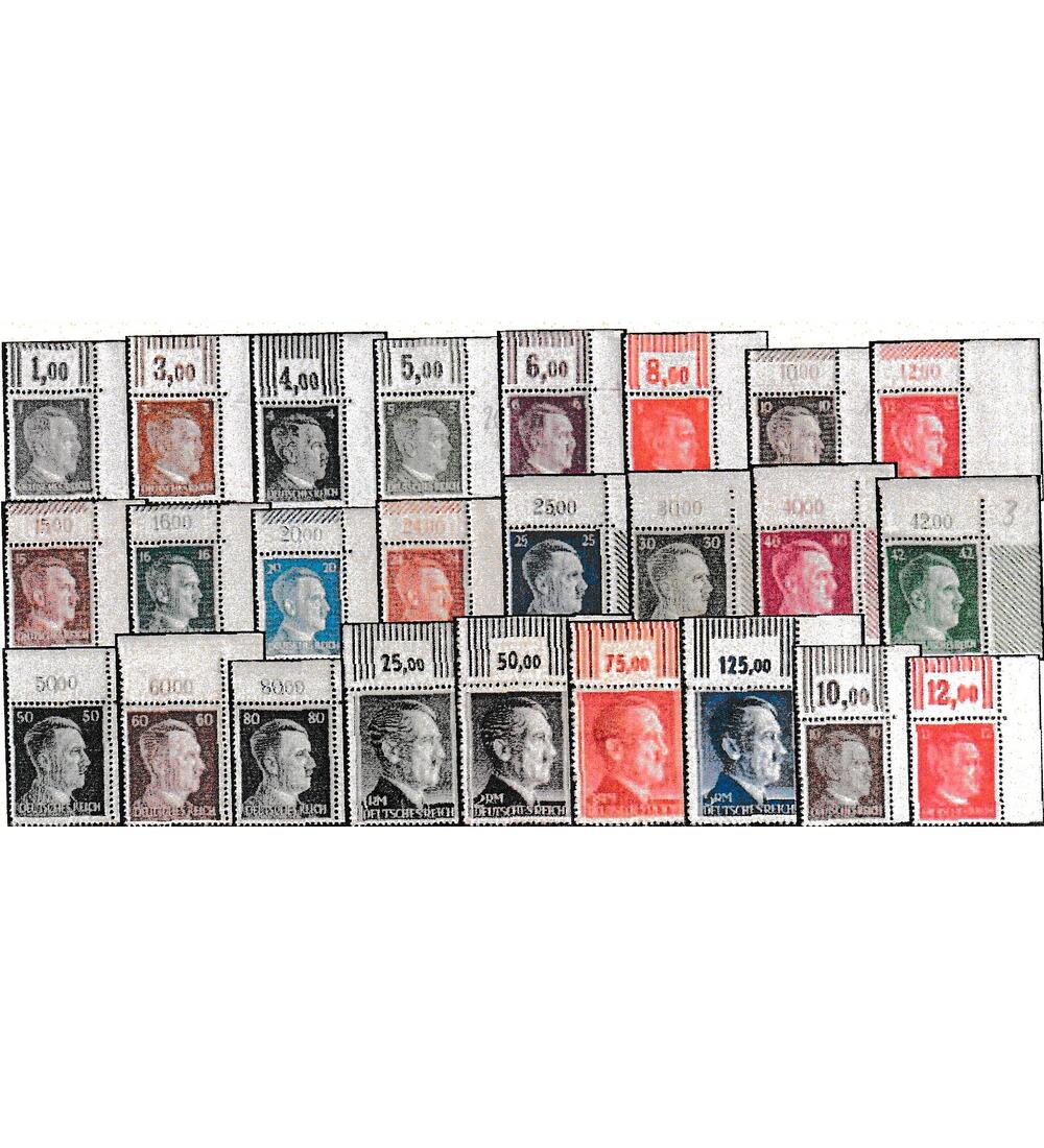 Deutsches Reich Hitler Nr. 781-802 postfrische als Eckrandsatz oben rechts