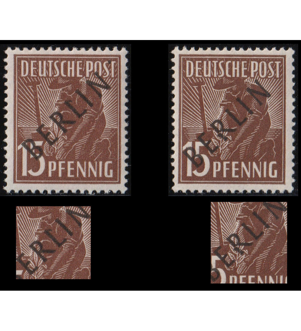 Berlin Aufdruckfehler Nr. 6 AF I und Nr. 6 AF IV postfrisch u. gepr�ft Schlegel