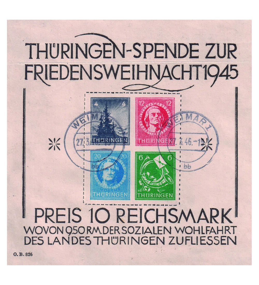 SBZ Block 2 gestempelt auf Briefausschnitt gro�er Weihnachtsblock