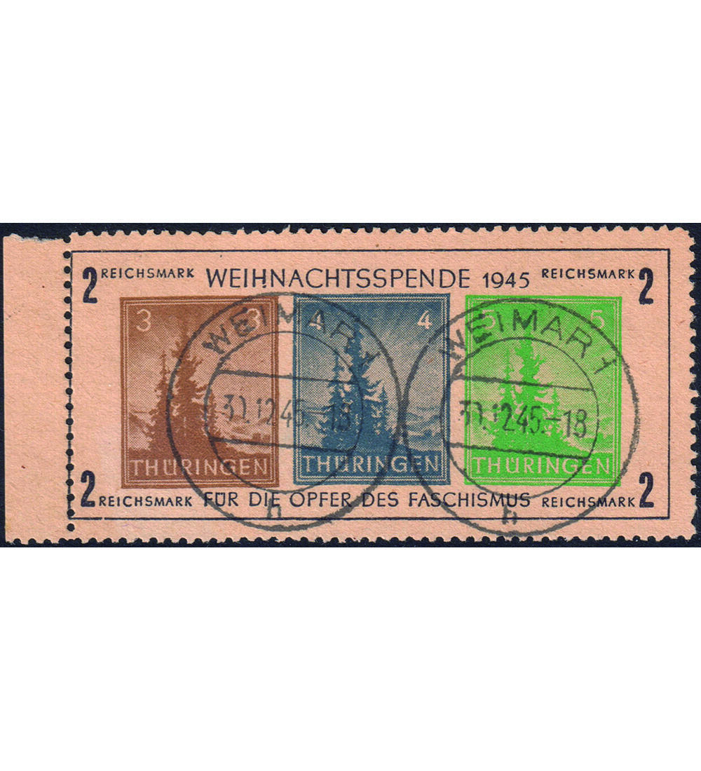 SBZ Block 1 t gestempelt gepr�ft und signiert kleiner Weihnachtsblock