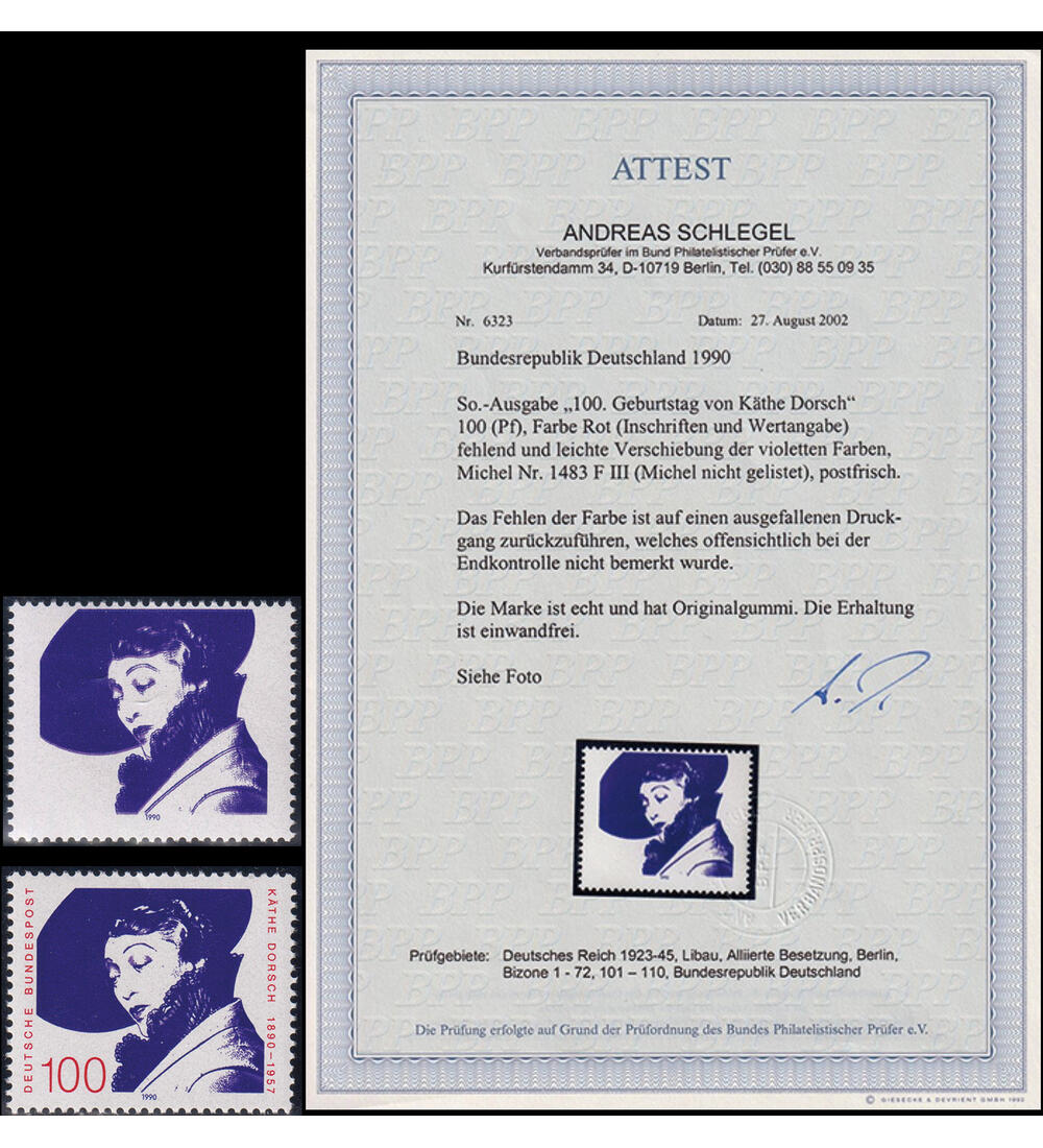 BRD fehlende Wertziffer Nr. 1483 F III postfrisch K�the Dorsch