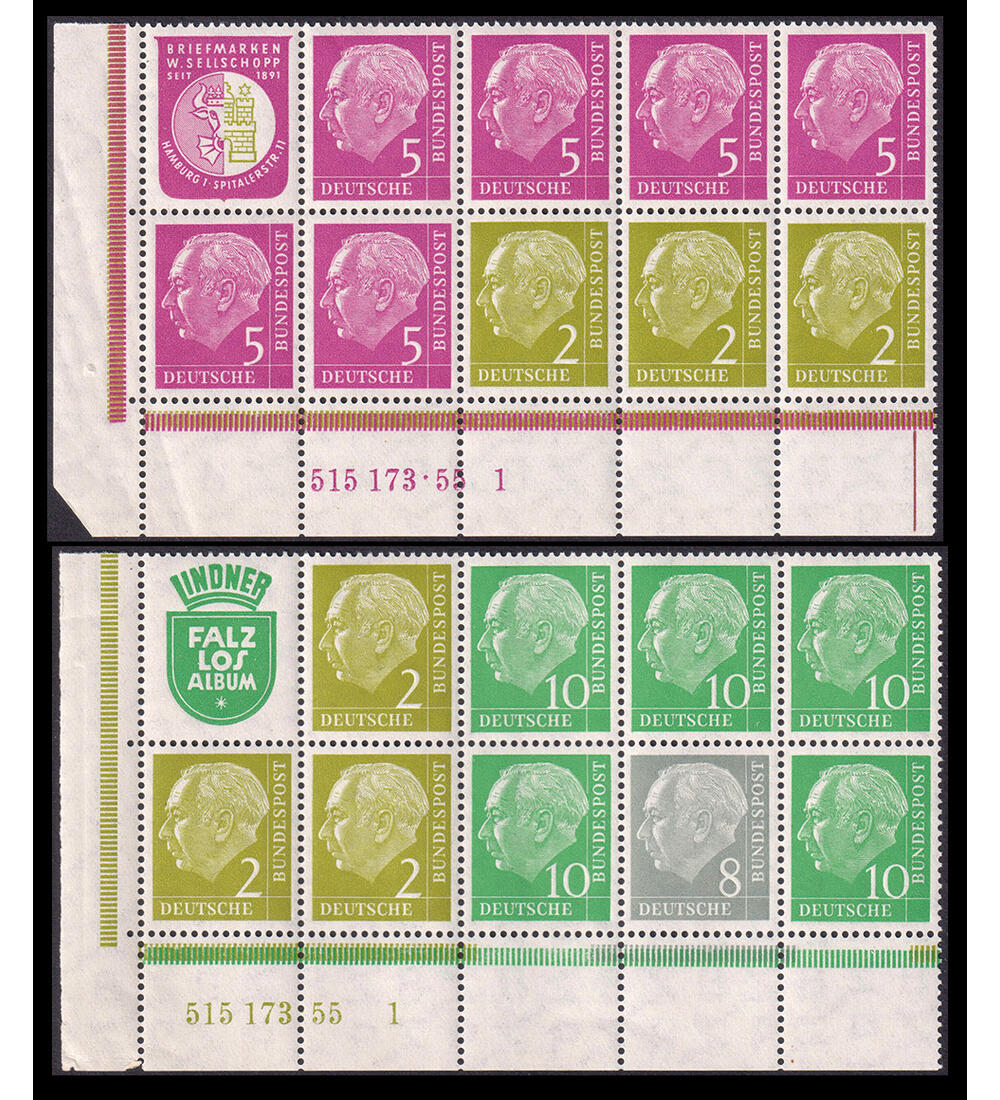 BRD Heftchen-Bl�tter mit HAN H-Blatt 6+7 postfrisch vom Unterrand mit HAN