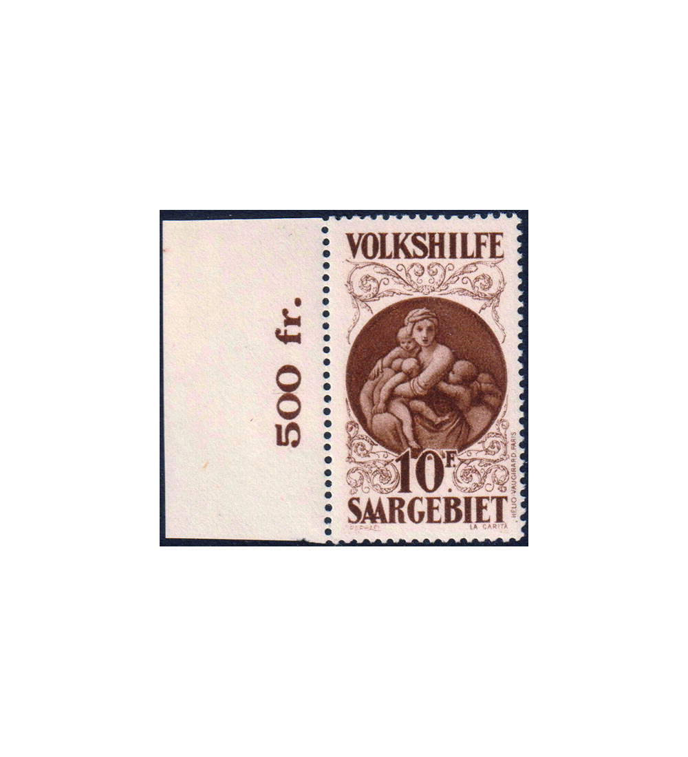 Saar Madonna 1928 Nr. 134 postfrisch vom Seitenrand mit Wertz�hler