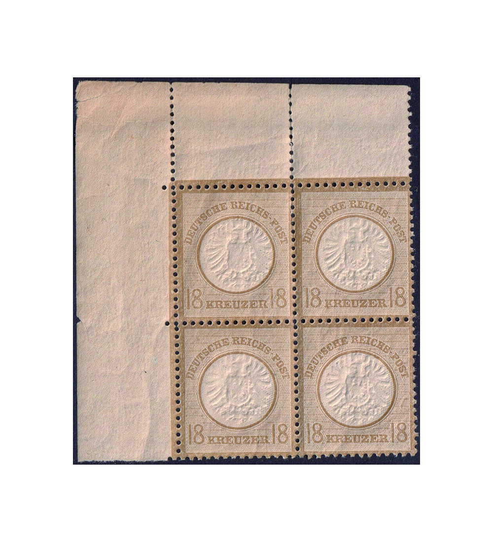 Deutsches Reich 18 Kreuzer Nr. 28 als Eckrand-Viererblock gro�es Brustschild