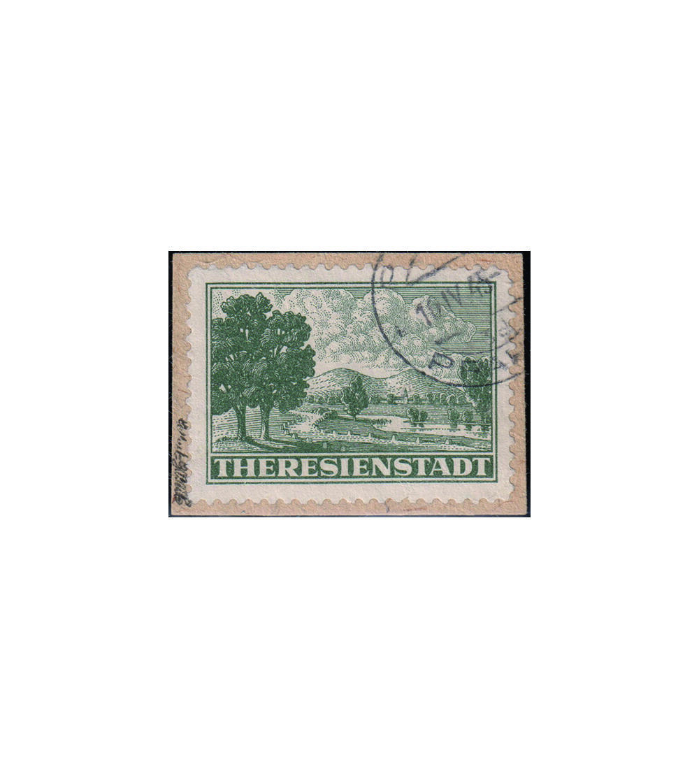 B�hmen u M�hren Theresienstadt Zulassungsmarke gestempeltes Briefst�ck, doppelt gepr�ft
