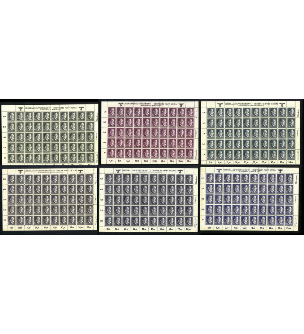GG Hitler-Erg�nzungswerte Nr. 83 A - 88 A  postfrisch jeweils im Originalbogen