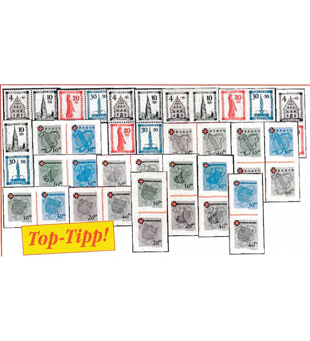 Frz. Zone Block-Zusammendrucke komplette Garnitur aller ZD�s aus den Bl�cken postfrisch