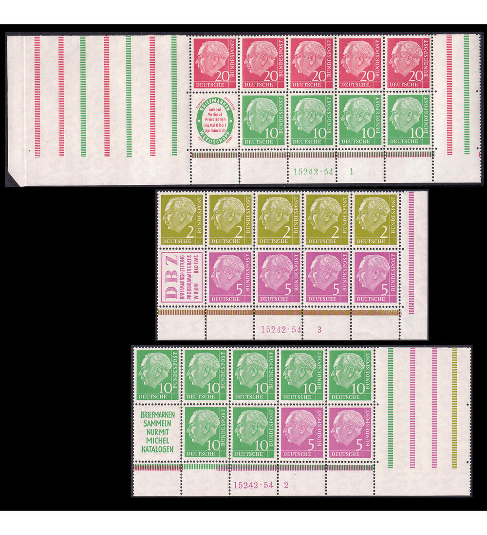 BRD Heftchenbl�tter mit HAN H-Blatt 3-5 postfrisch Heuss 1955