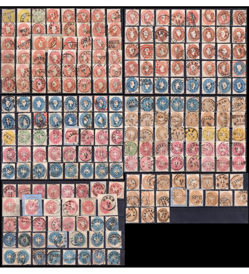 �sterreich Stempelsammlung �ber 220 Werte 1860-1864 ( ex Nr. 18-34 )