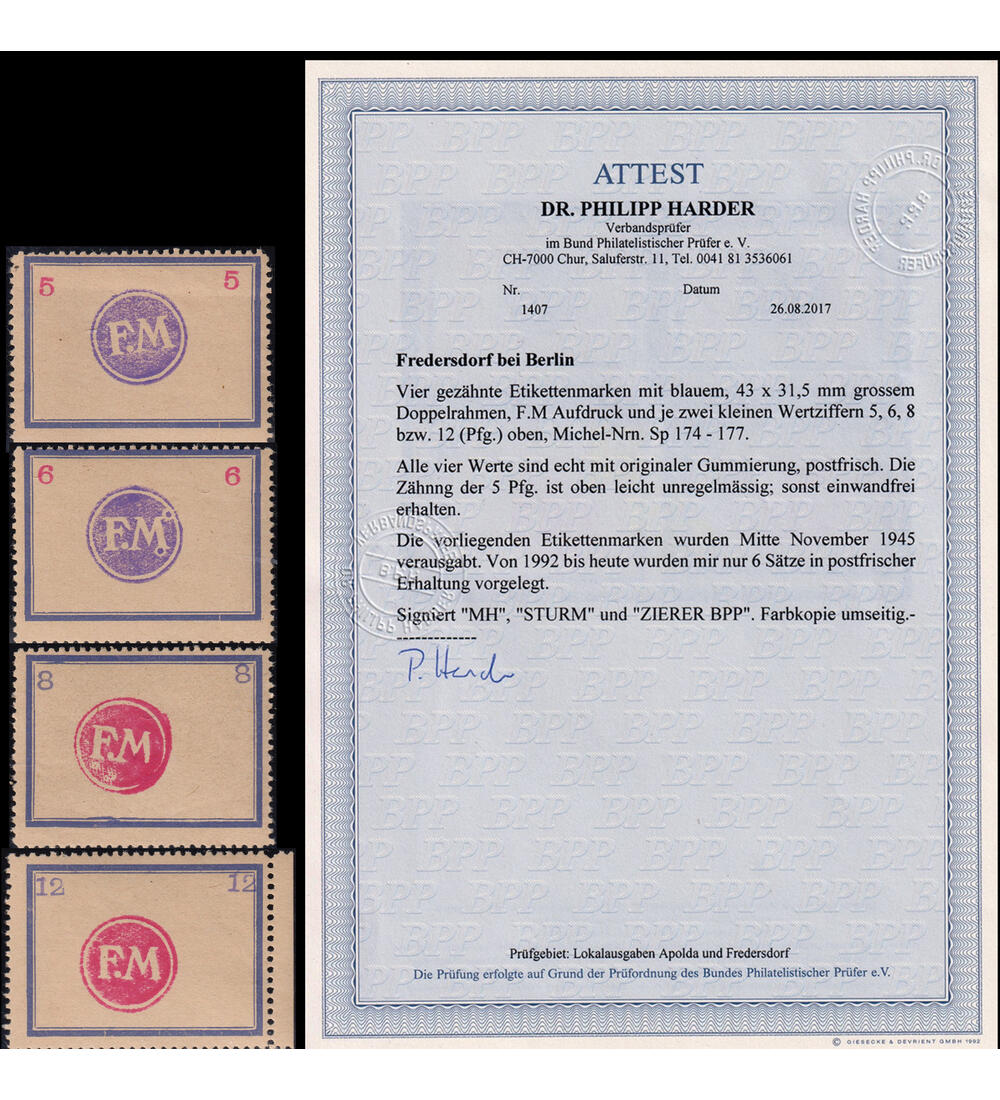 Lokalausgabe Fredersdorf Nr. Sp 174 - Sp 177 postfrisch mit Farbfotoattest
