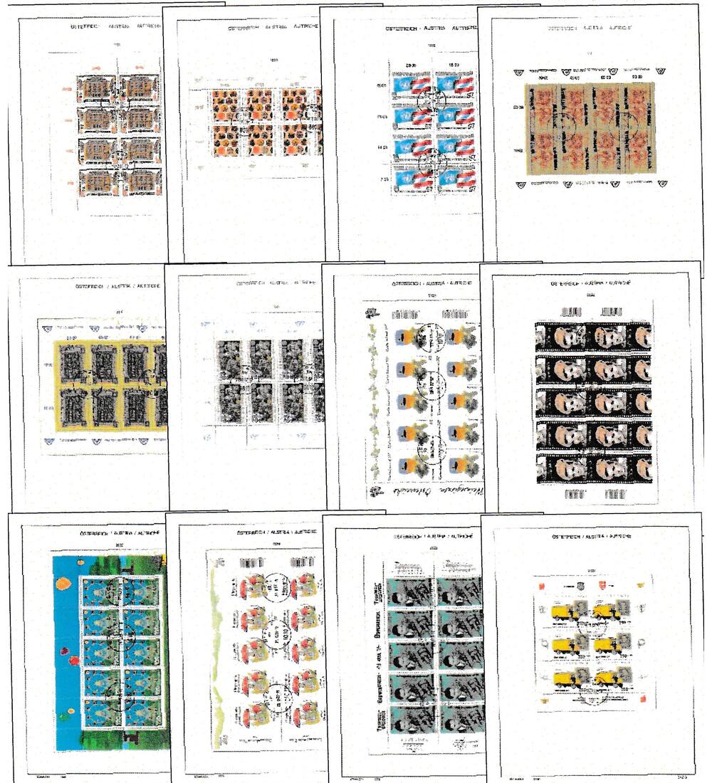 �sterreich-Kleinbogen Sammlung mit Ersttags - Sonderstempel von 1988 bis 2022