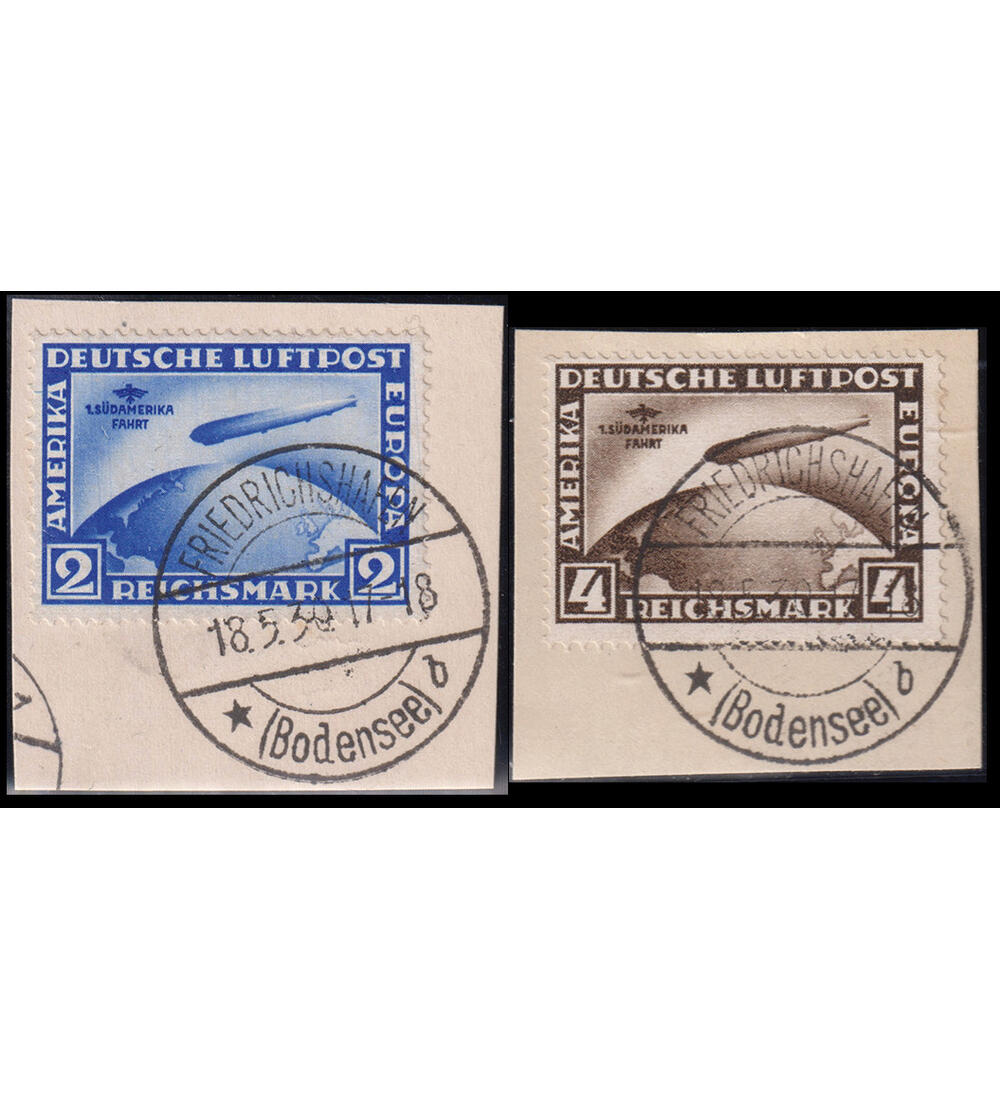 Dt. Reich S�damerika-Fahrt Nr. 438-439 auf sauberem Briefabschnitt mit Vollstempel