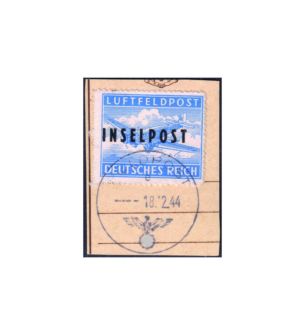 Deutsches Reich Feldpost Nr. 8 B auf Kartenabschnitt Inselpost Rhodos