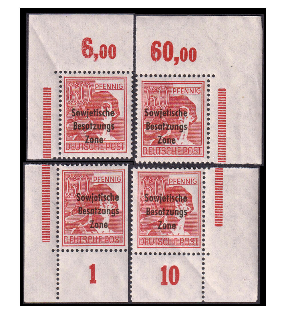 SBZ Eckrandst�cke Nr. 195 a postfrisch aus allen 4 Bogenecken