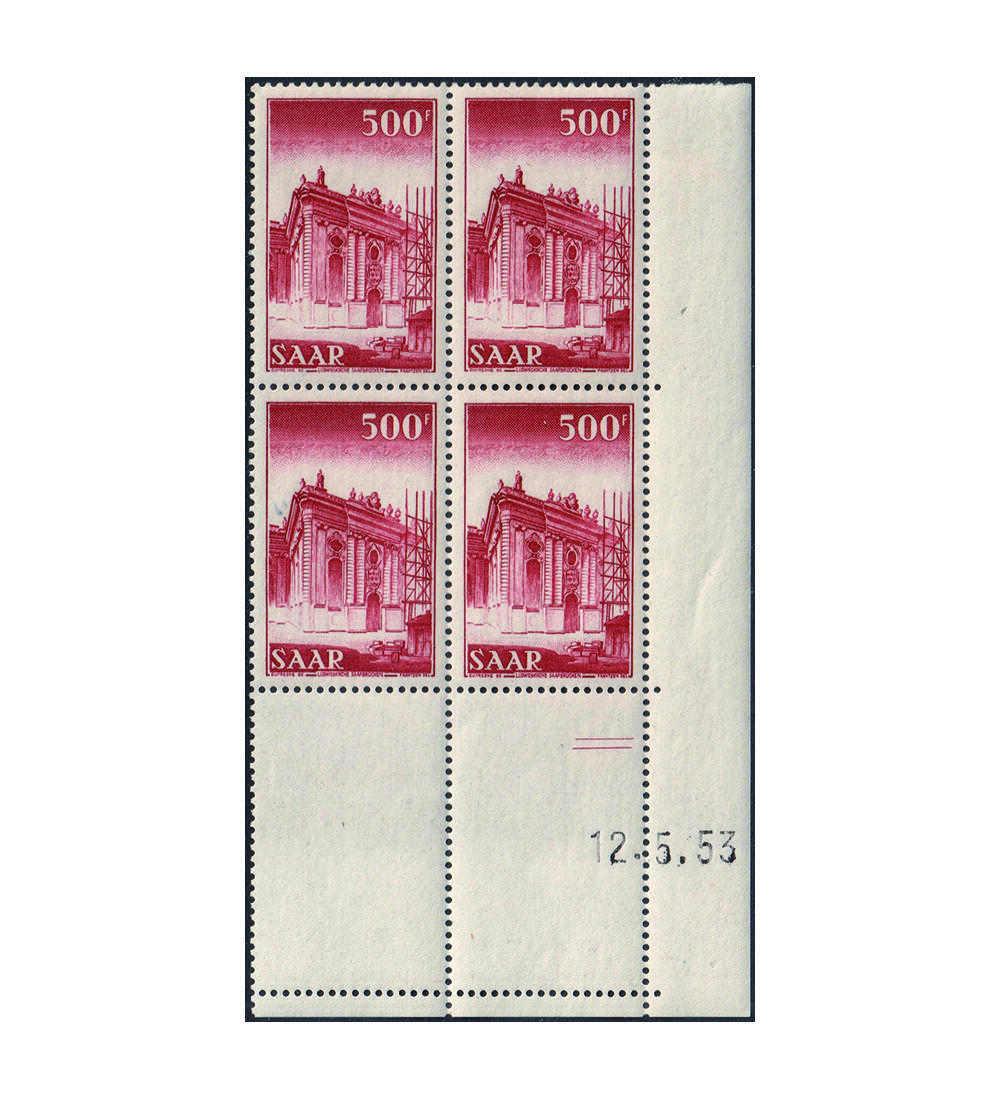 Saarland Eckrand-Viererblock Nr. 337 Br postfrisch