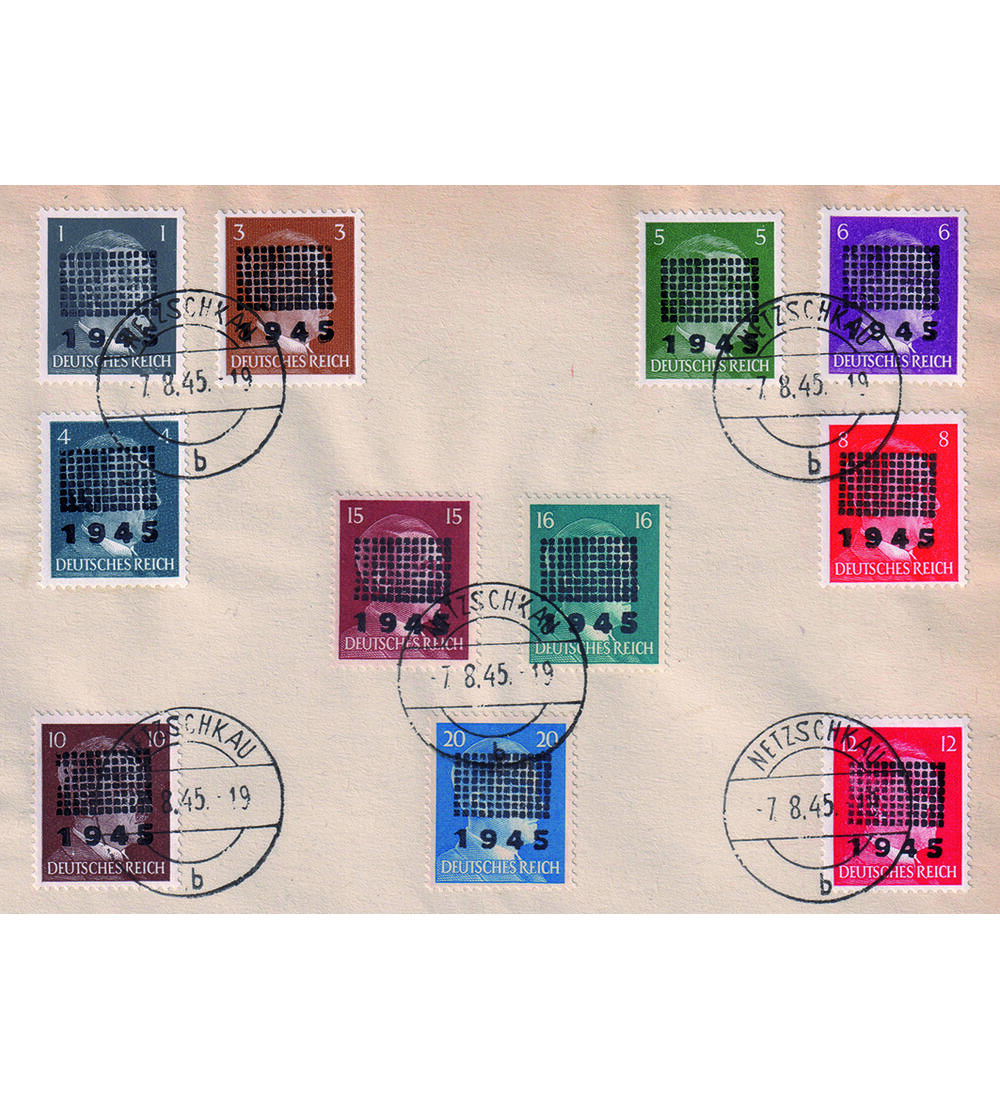 Lokalausgabe Netzschkau Nr. 1-11 rundgestempelt auf Stempelvorlage