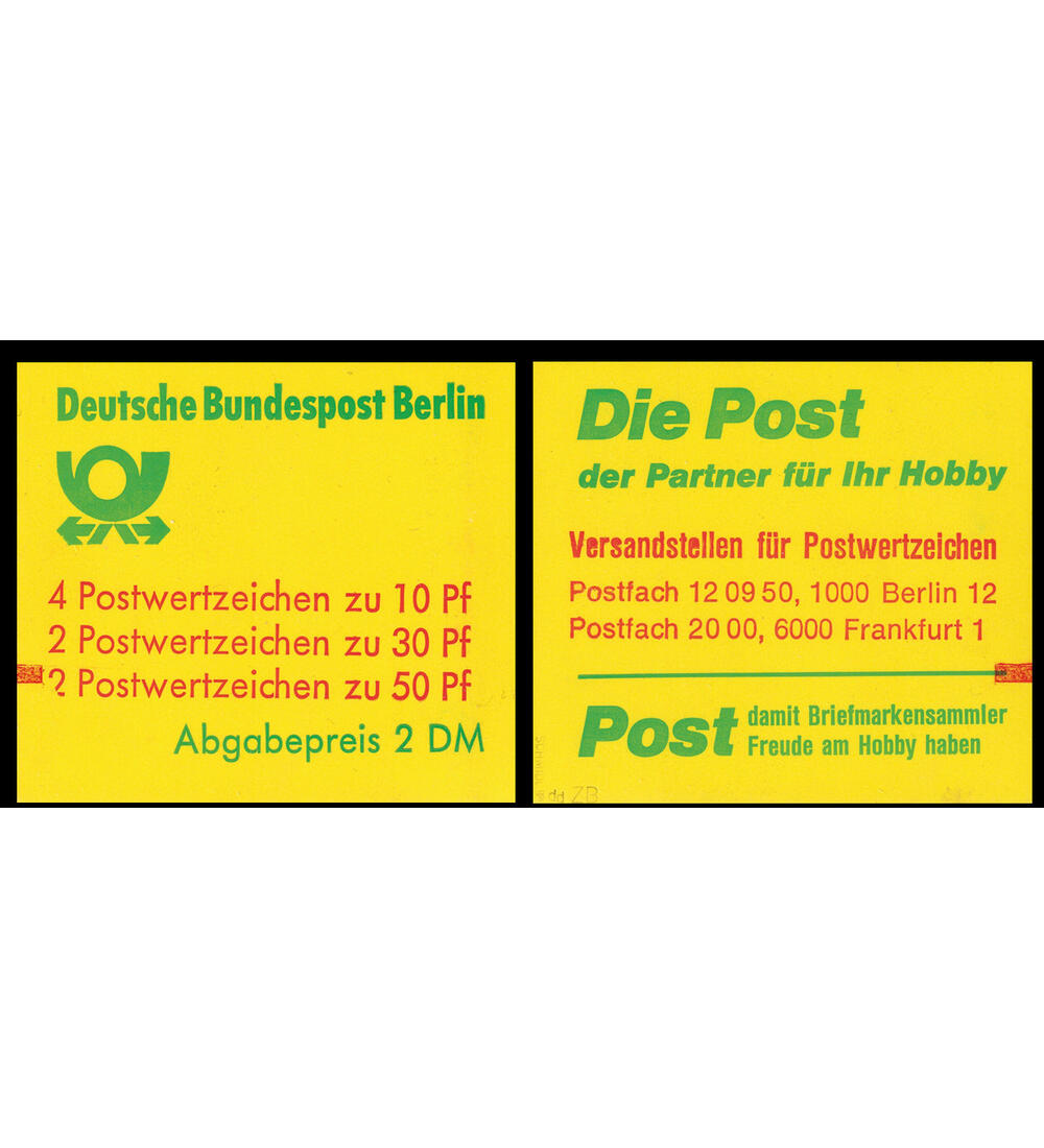 Berlin Markenheft 11 dd mit Z�hlbalken postfrisch gepr�ft und signiert