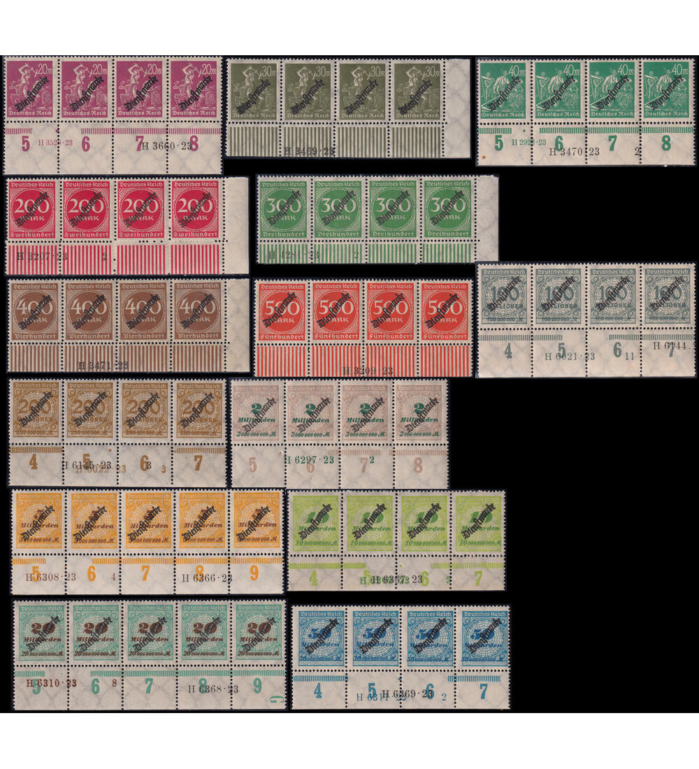 Deutsches Reich mit HAN Nr. D 75 - D 88 postfrisch vom Unterrand mit HAN-Nummern