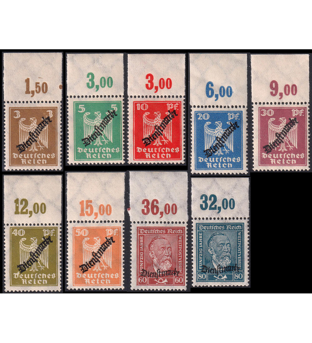 Deutsches Reich - Dienstmarken Nr. D 75 - D 88 postfrisch vom Oberrand
