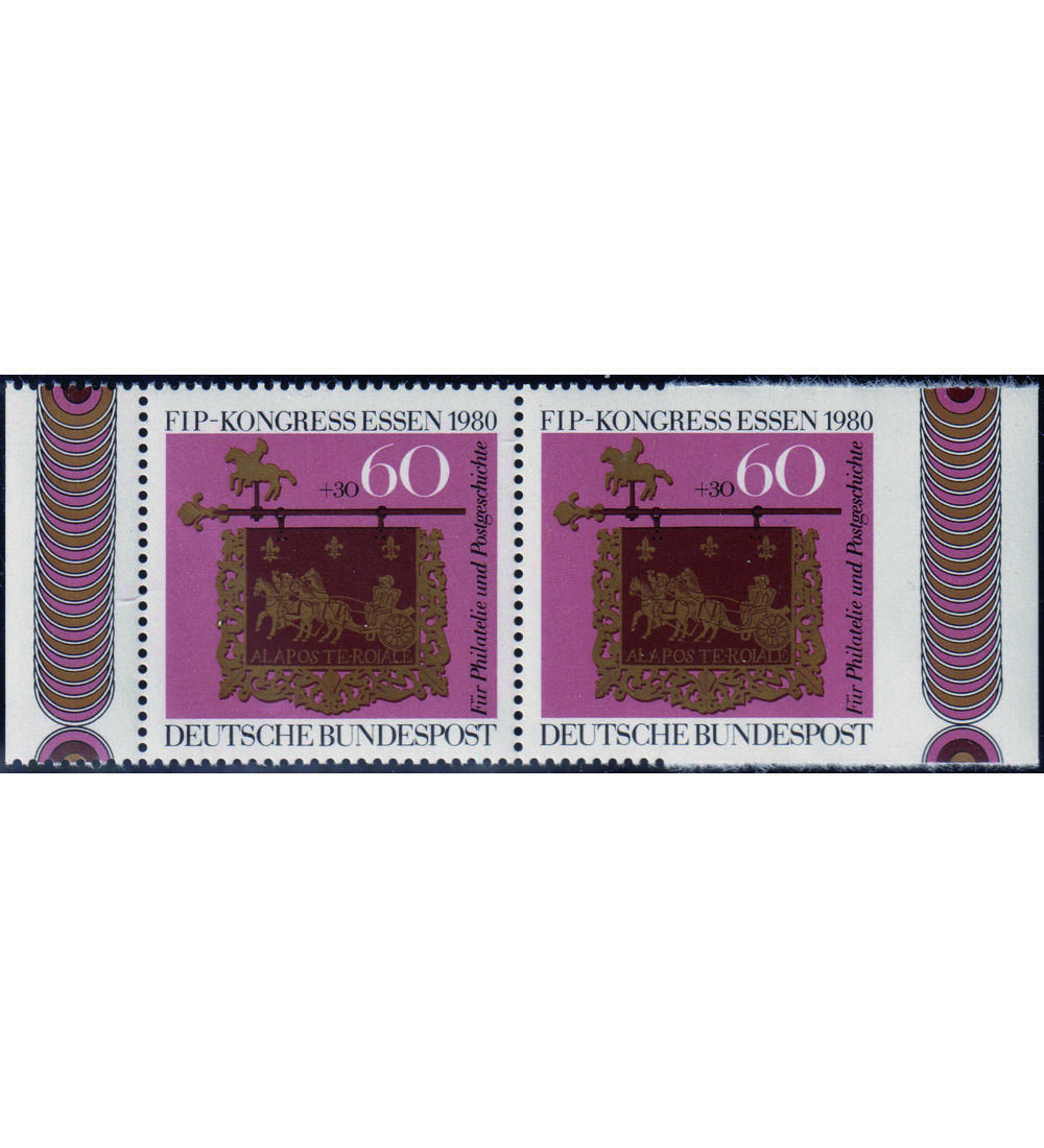 BRD Tag der Marke 1980 Abart Nr. 1065 Ur postfrisch rechte Marke rechts ungez�hnt