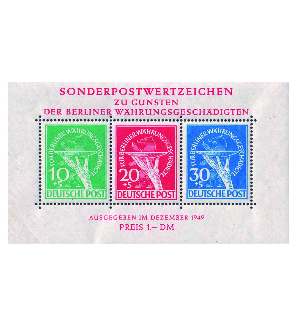 Berlin Block 1 postfrisch gepr�ft und signiert Schlegel W�hrungsgesch�digte 1949
