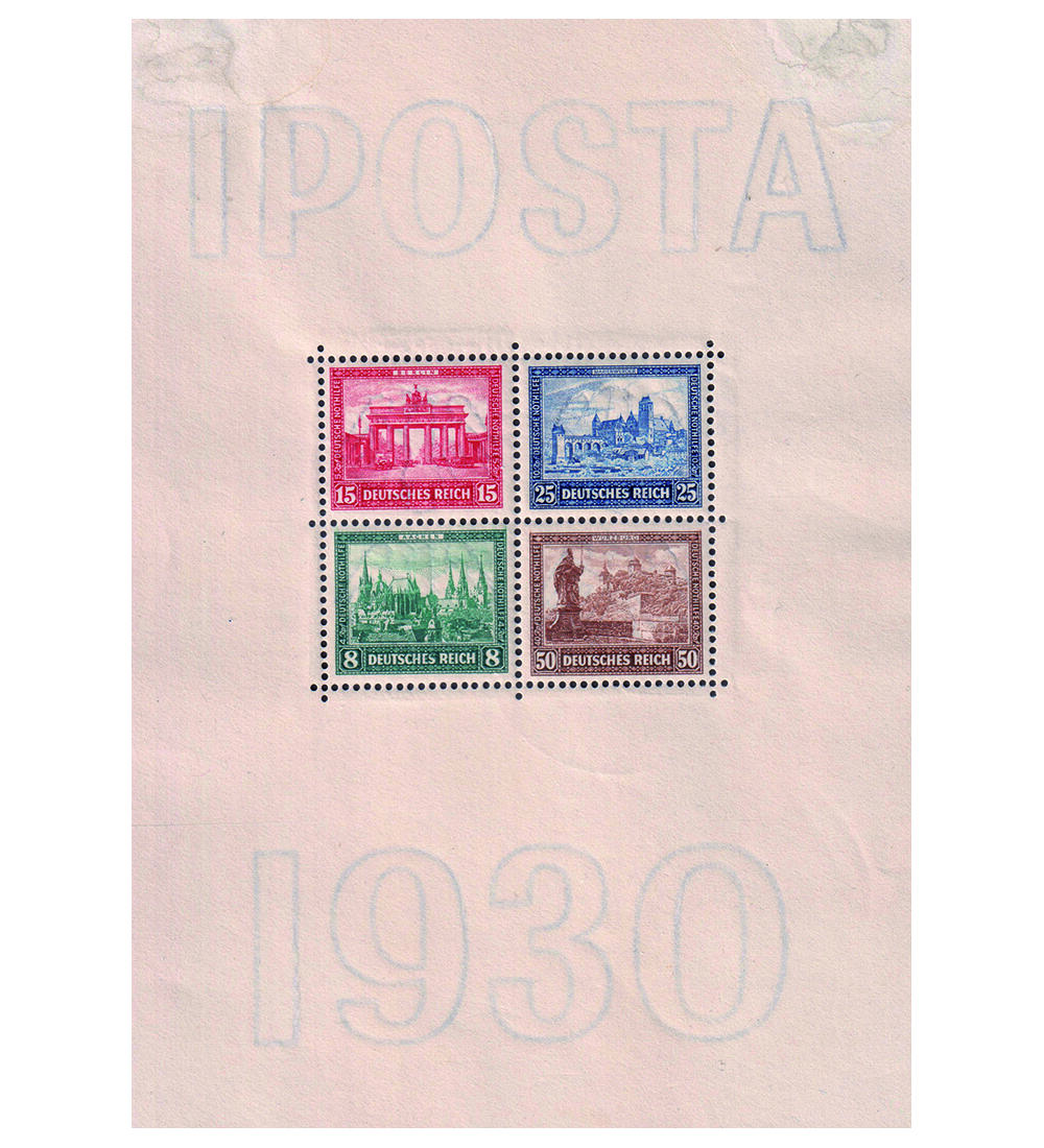 Deutsches Reich Block 1 ungestempelt mit postfrischen Marken IPOSTA-Block 1930