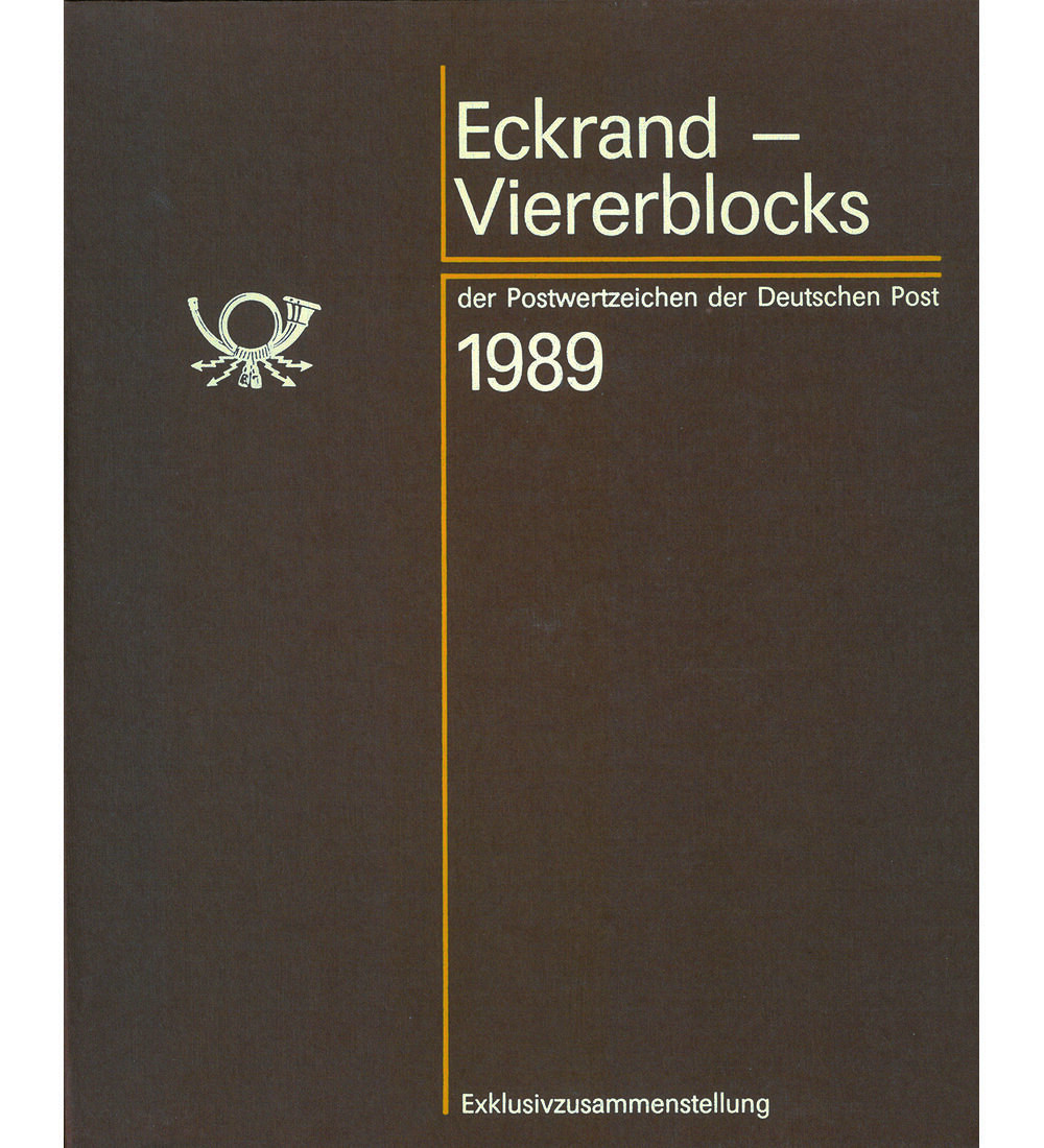 DDR Exklusiv Jahrbuch 1989 mit Eckrand-Viererblocks und kompletten Druckvermerken