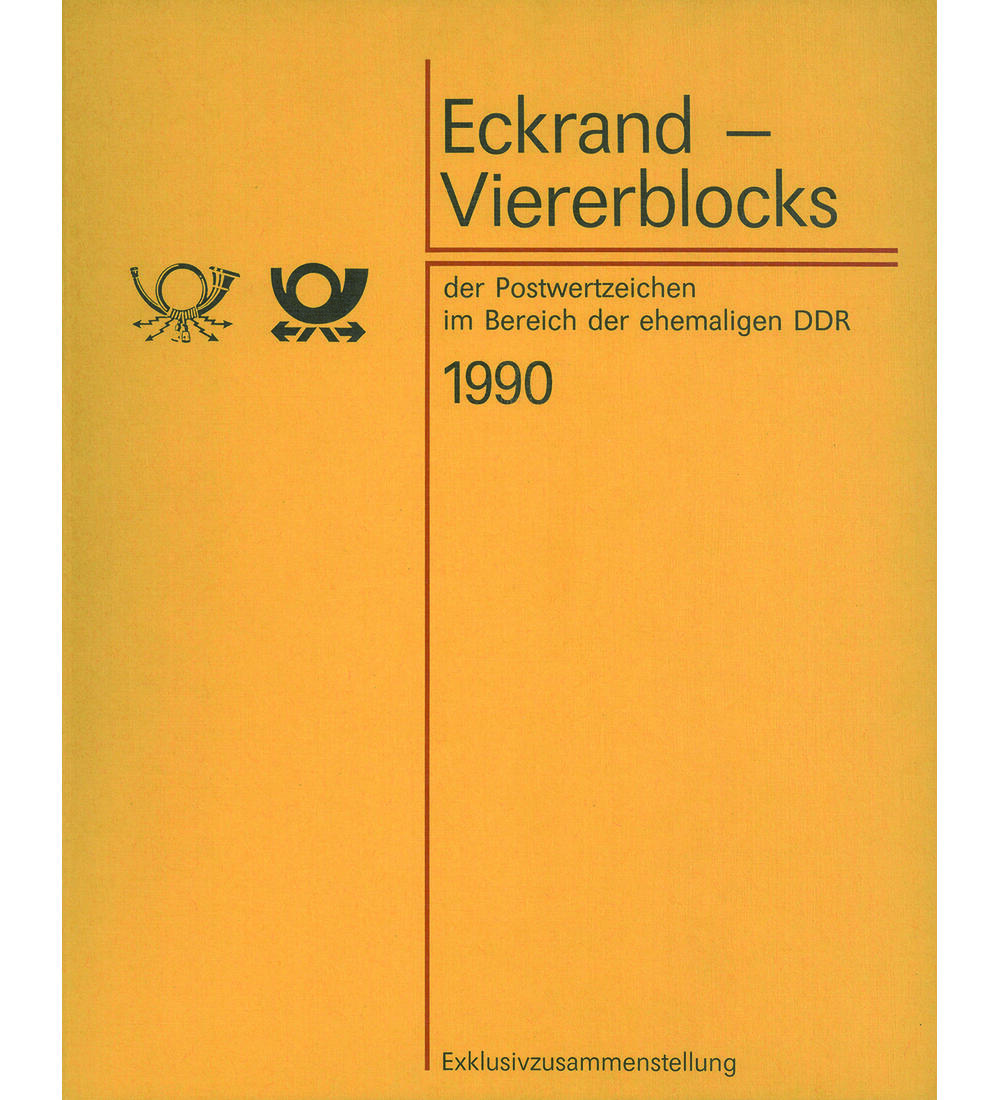 DDR Exklusiv Jahrbuch 1990 mit Eckrand-Viererblocks und kompletten Druckvermerken