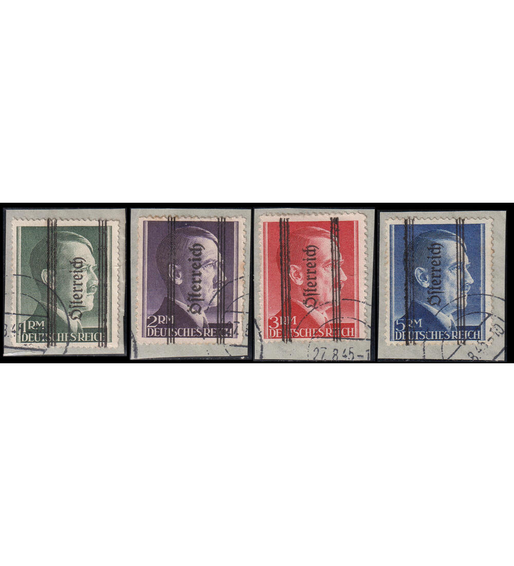 �sterreich Grazer Aufdruck Nr. 693-696 rundgestempelt auf Briefausschnitt