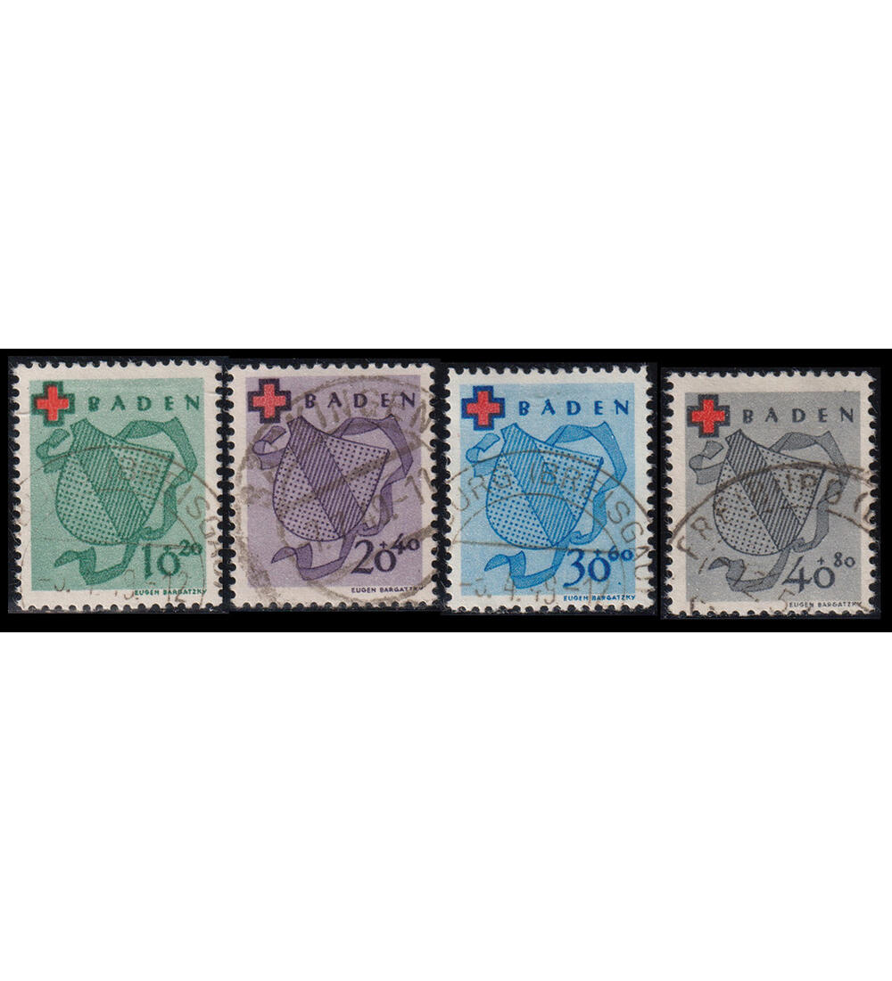 Frz. Zone Baden Nr. 42-45 gestempelt, gepr�ft Rot-Kreuz-Satz
