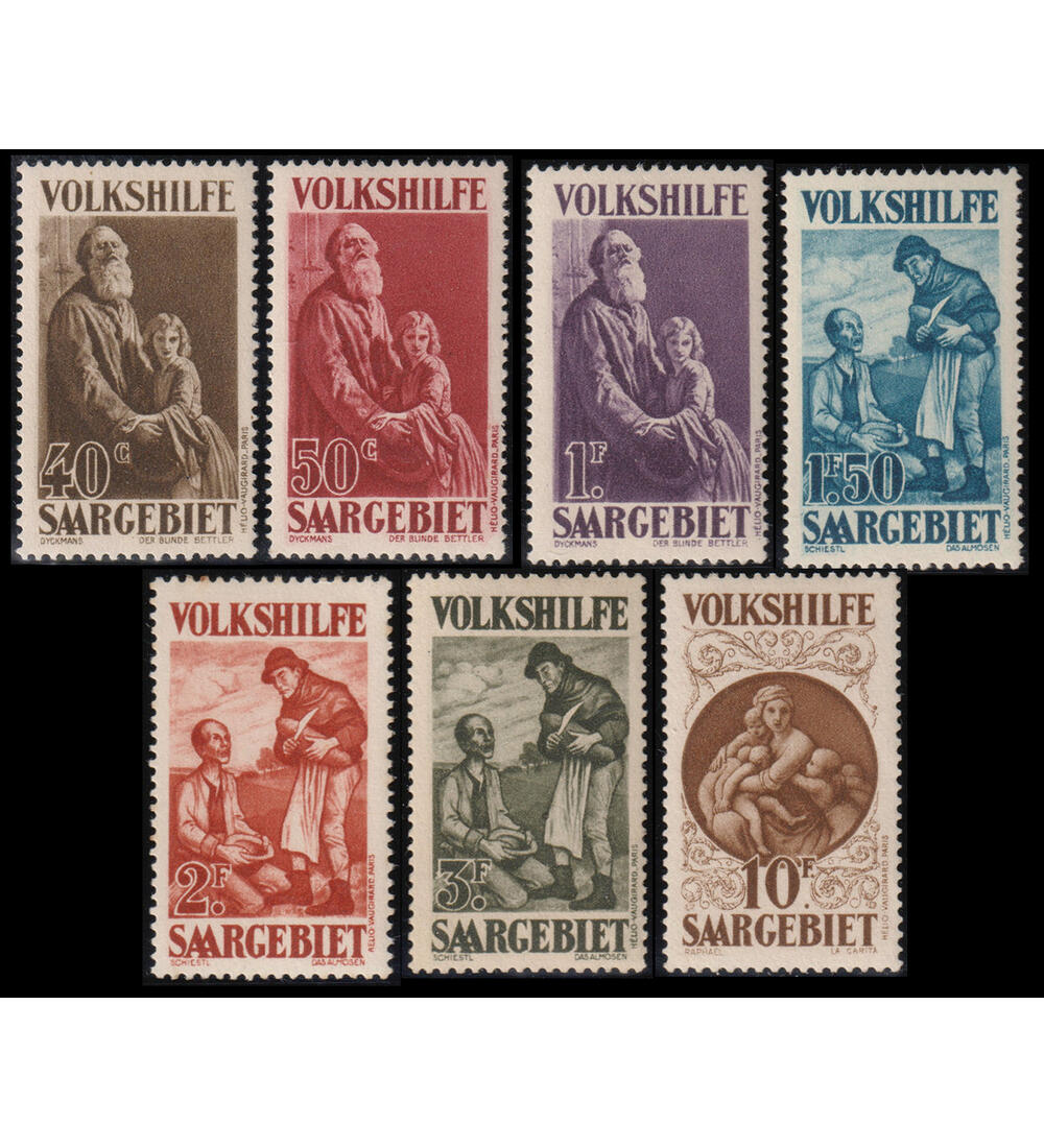 Saar Volkshilfe 1928 Nr. 128-134 postfrisch Gem�lde-Satz m. Madonnenwert