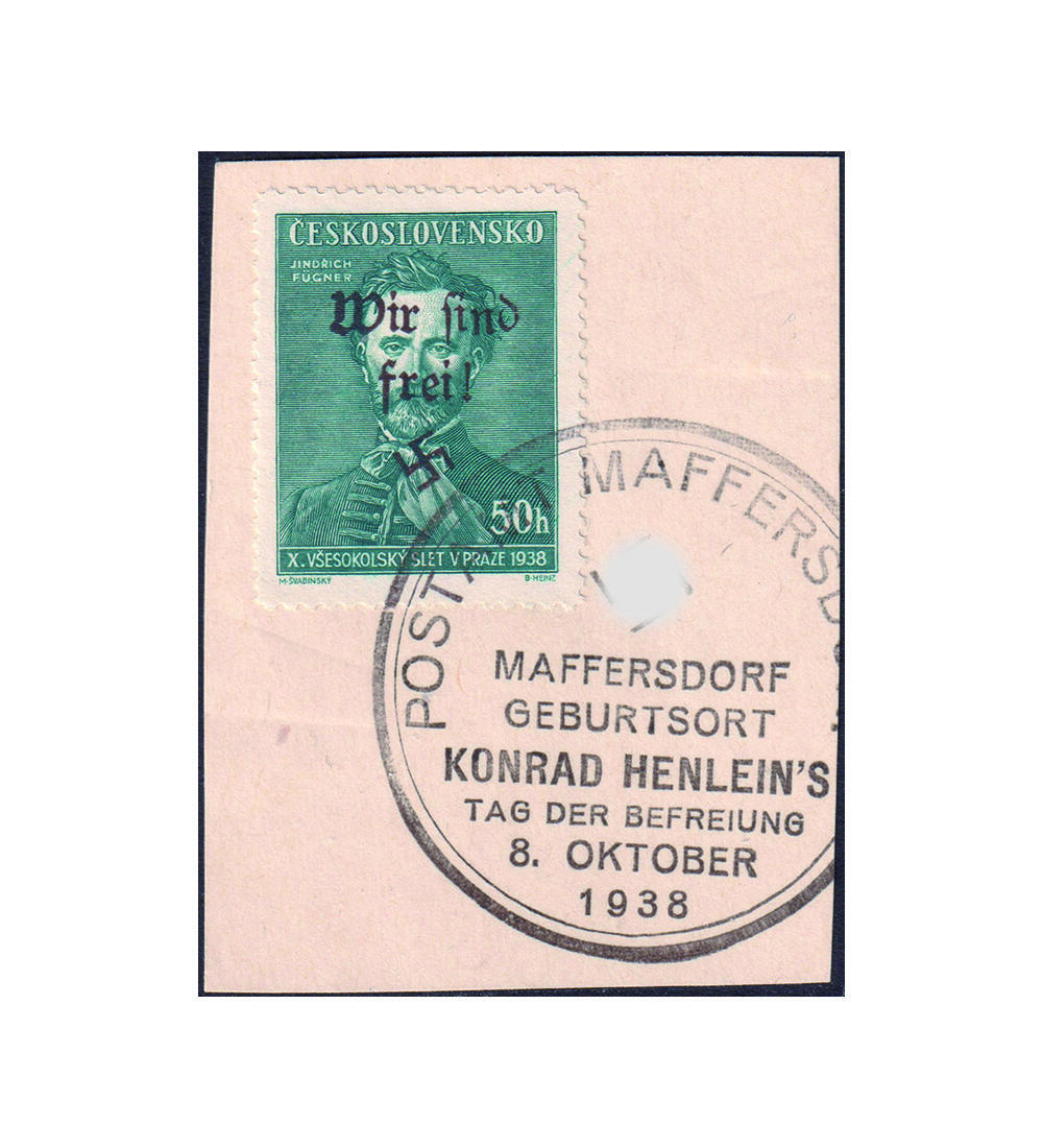 Sudetenland Maffersdorf mit Aufdruck Wir sind frei mit Sonderstempel
