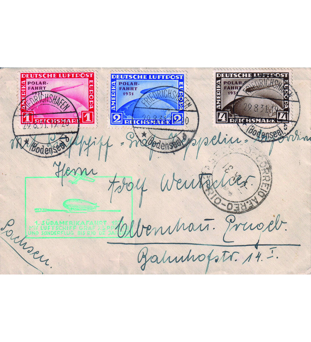Dt. Reich Polarfahrt 1931 Nr. 456-458 auf Schmuckbrief
