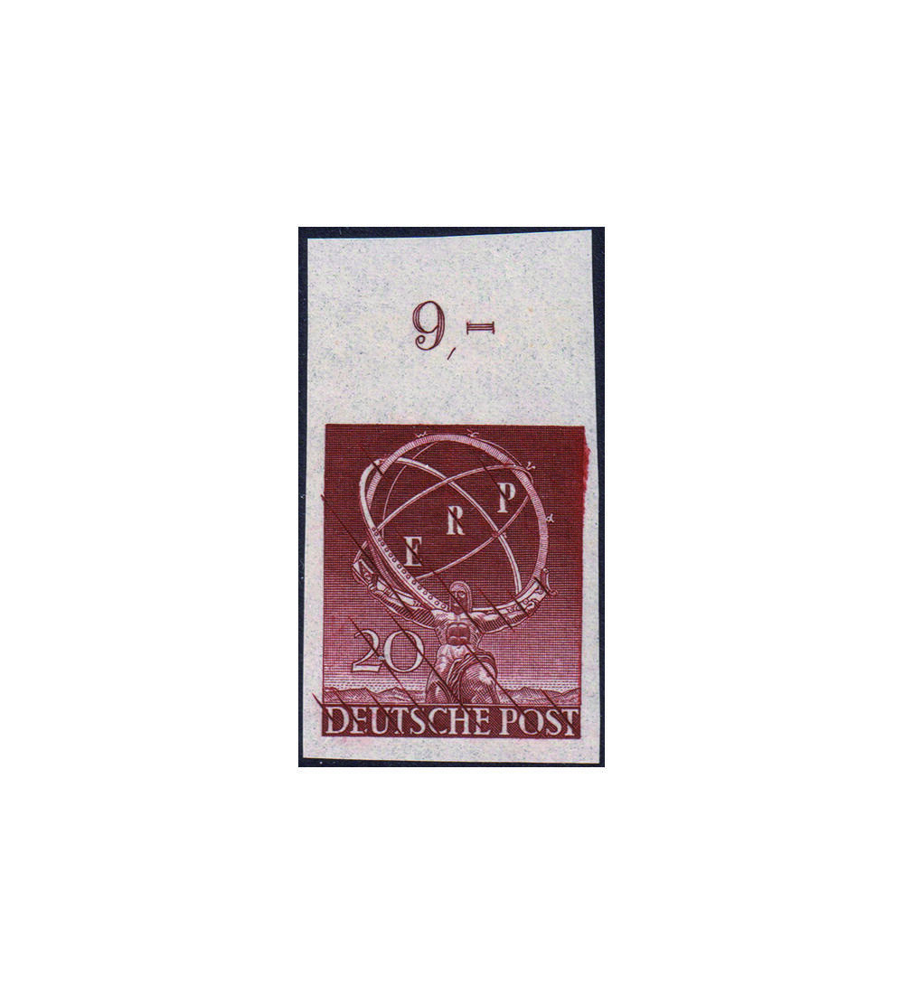 Berlin ERP Probedruck Nr. 71 PU postfrisch vom Oberrand ERP 1950