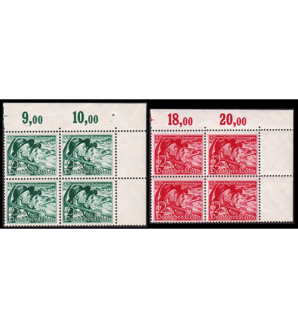 Dt. Reich Nr. 684-685 postfr. Eckrand-Viererblock aus der rechten oberen Ecke